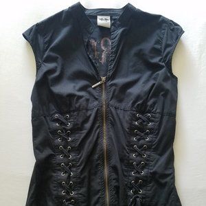 Harley Davidson Ladies Black Cotton Front Zip Top